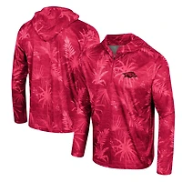 Colosseum Arkansas Razorbacks Palms Printed Lightweight Quarter-Zip Hooded Top