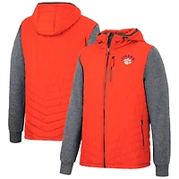 Colosseum /Charcoal Clemson Tigers Course Herringbone Full-Zip Hoodie