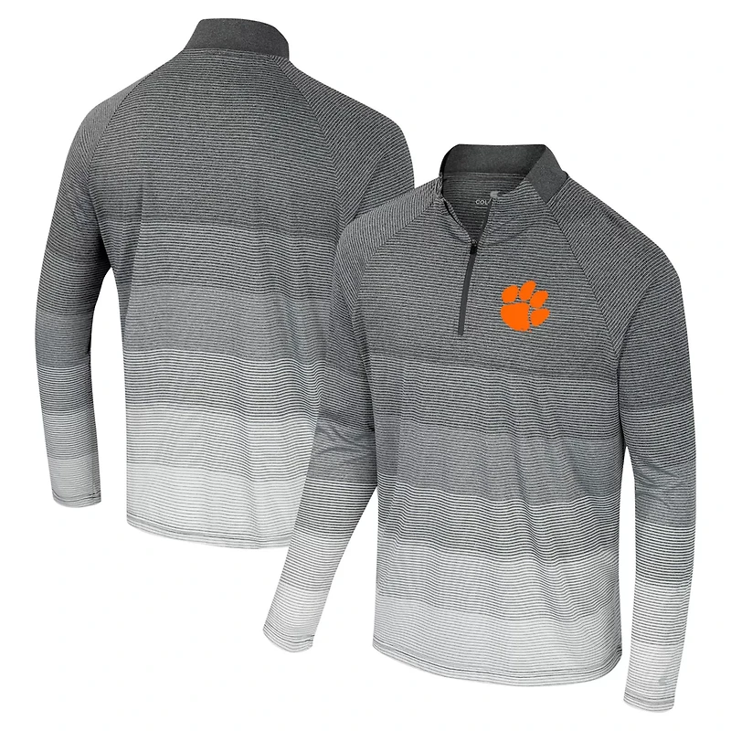 Colosseum Clemson Tigers AI Striped Mesh Quarter-Zip Raglan Windshirt