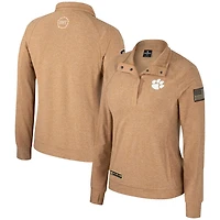 Colosseum Clemson Tigers OHT Military Appreciation Sand Tatum Quarter-Snap Raglan Jacket