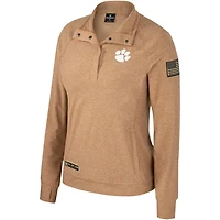 Colosseum Clemson Tigers OHT Military Appreciation Sand Tatum Quarter-Snap Raglan Jacket