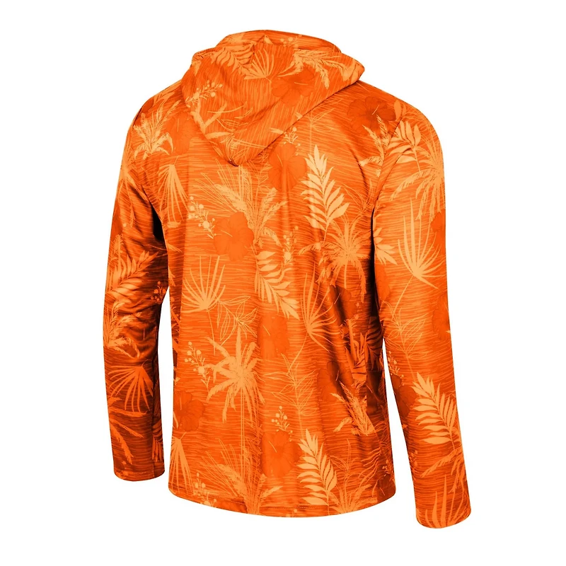 Colosseum Clemson Tigers Palms Printed Lightweight Quarter-Zip Hooded Top