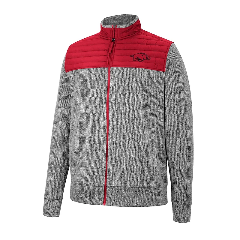 Colosseum Gray/Cardinal Arkansas Razorbacks Putter Herringbone Full-Zip Jacket