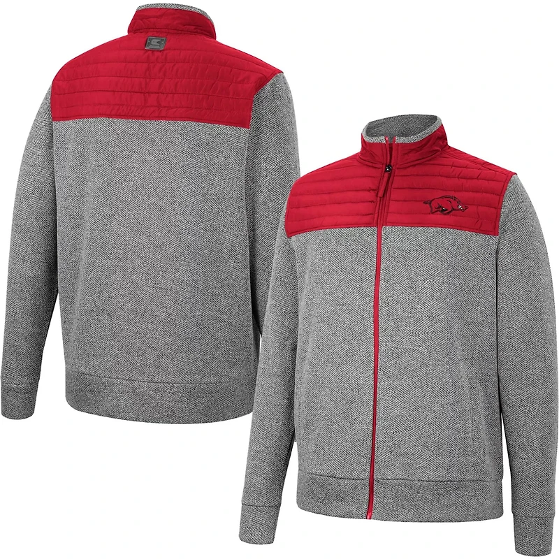 Colosseum Gray/Cardinal Arkansas Razorbacks Putter Herringbone Full-Zip Jacket