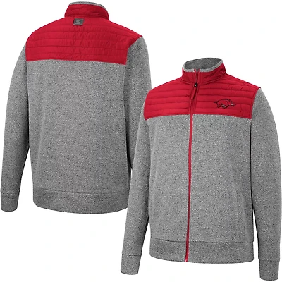 Colosseum Gray/Cardinal Arkansas Razorbacks Putter Herringbone Full-Zip Jacket