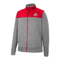 Colosseum Gray/Scarlet Ohio State Buckeyes Putter Herringbone Full-Zip Jacket