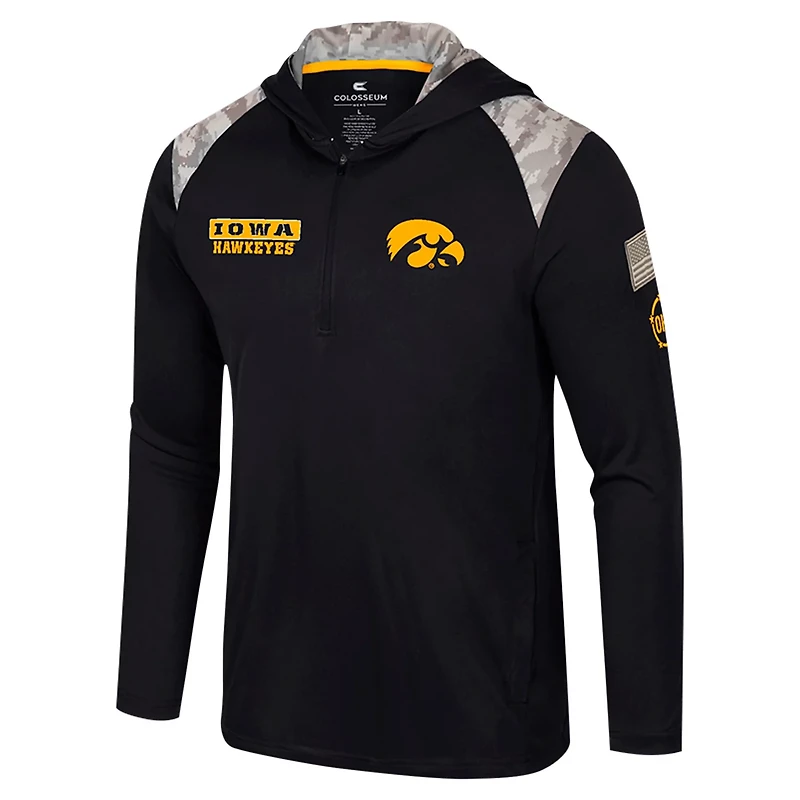 Colosseum Iowa Hawkeyes OHT Military Appreciation Quarter-Zip Hoodie Jacket