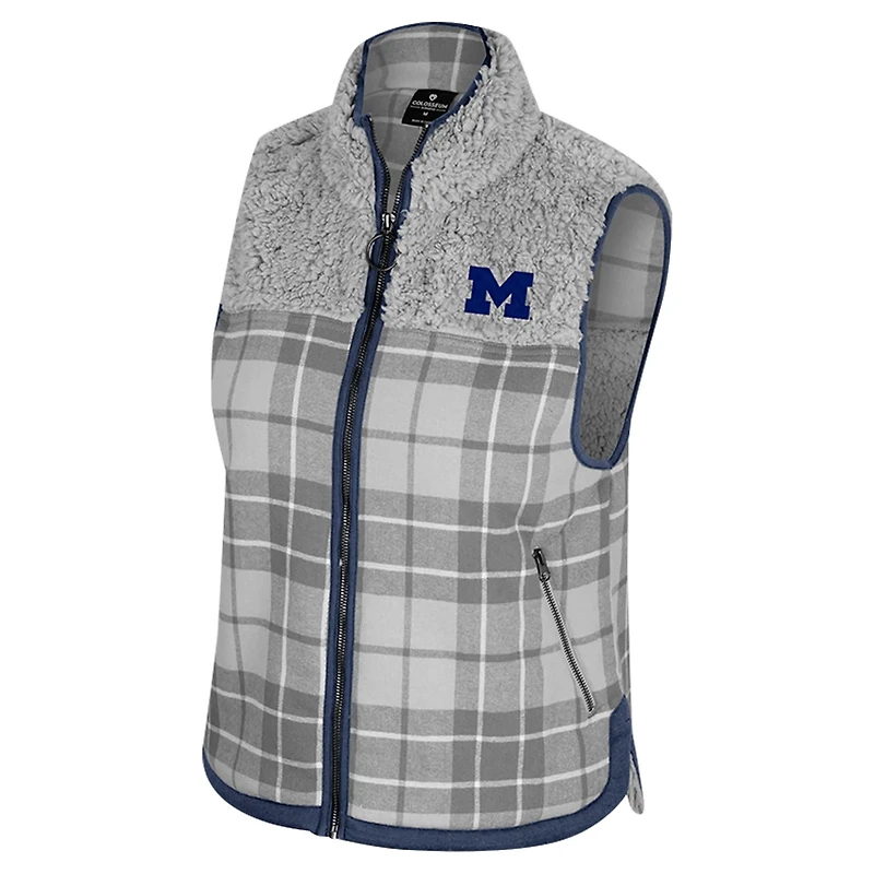 Colosseum Michigan Wolverines Matilda Sherpa Plaid Full-Zip Vest