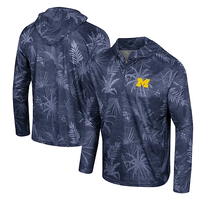 Colosseum Michigan Wolverines Palms Printed Lightweight Quarter-Zip Hooded Top