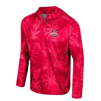 Colosseum Ohio State Buckeyes Palms Printed Lightweight Quarter-Zip Hooded Top