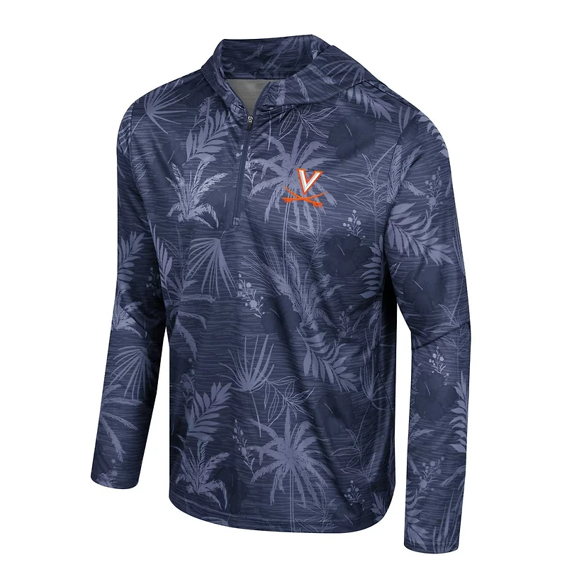 Colosseum Virginia Cavaliers Palms Printed Lightweight Quarter-Zip Hooded Top