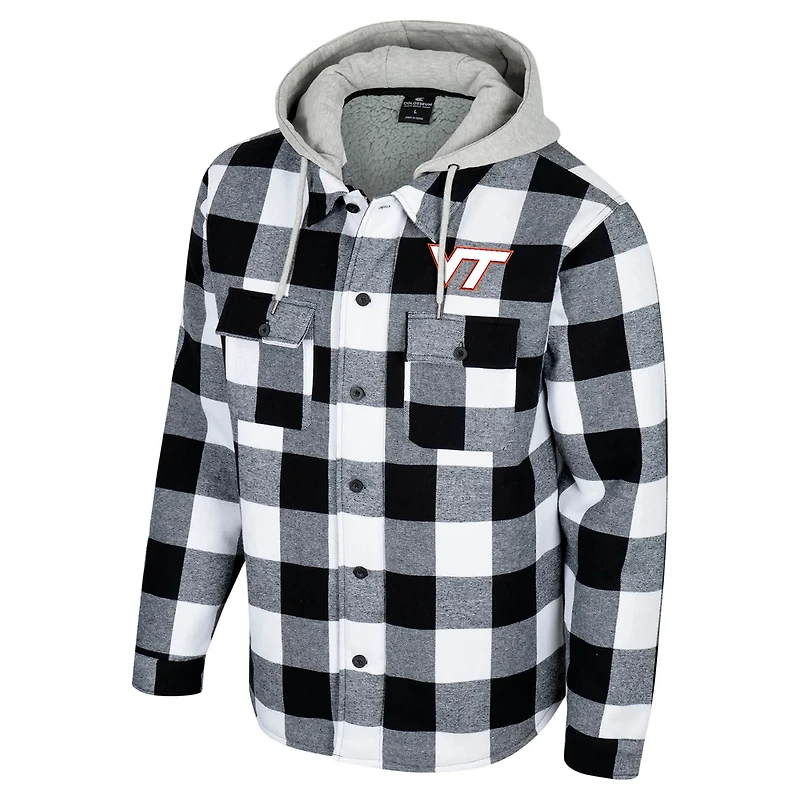 Colosseum White Virginia Tech Hokies Buffalo Plaid Full-Zip Hoodie Jacket
