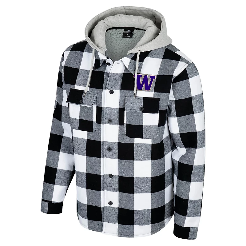 Colosseum White Washington Huskies Buffalo Plaid Full-Zip Hoodie Jacket