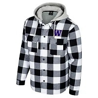 Colosseum White Washington Huskies Buffalo Plaid Full-Zip Hoodie Jacket