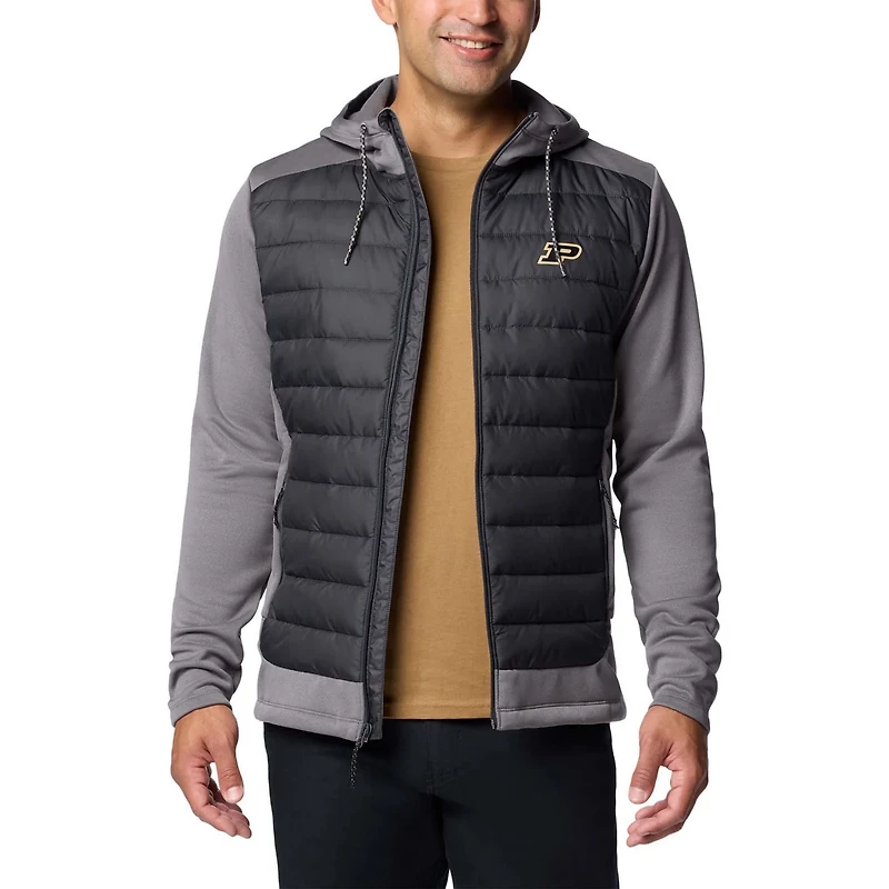 Columbia Gray Purdue Boilermakers Out-Shield Hybrid Full-Zip Hoodie Jacket