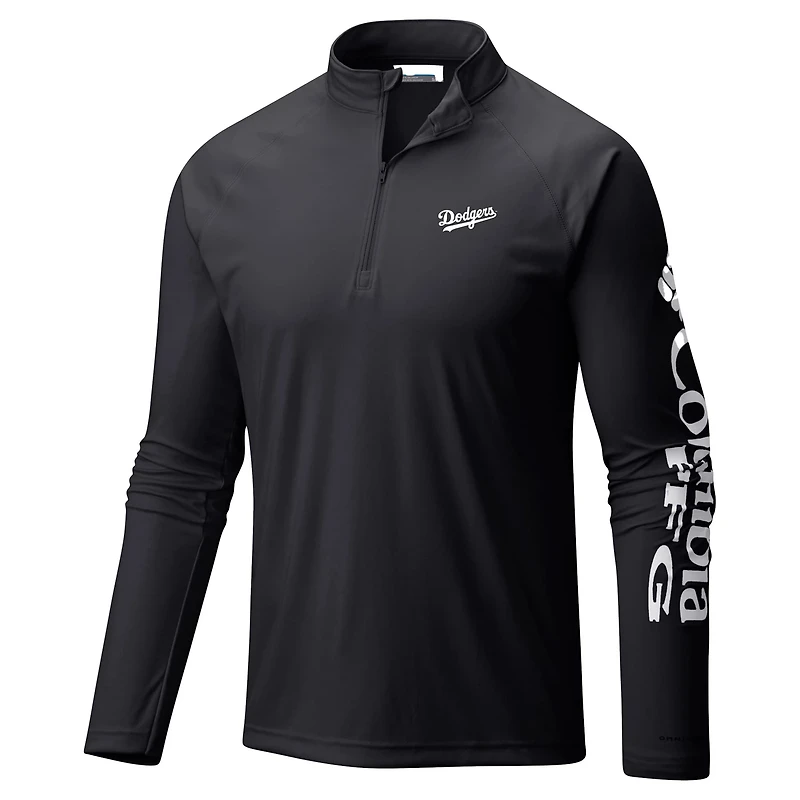 Columbia Los Angeles Dodgers Terminal Tackle Raglan Omni-Shade Quarter-Zip Pullover Top