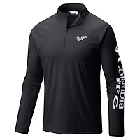 Columbia Los Angeles Dodgers Terminal Tackle Raglan Omni-Shade Quarter-Zip Pullover Top