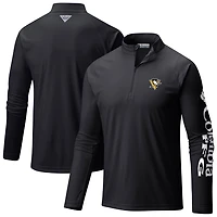 Columbia Pittsburgh Penguins Terminal Tackle Omni-Wick Raglan Quarter-Zip Top