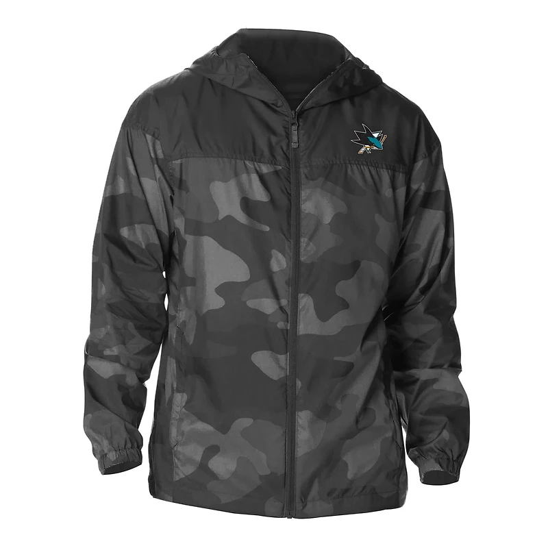 Columbia San Jose Sharks Camo Flash Challenger Omni-Shade Full-Zip Hoodie Windbreaker Jacket