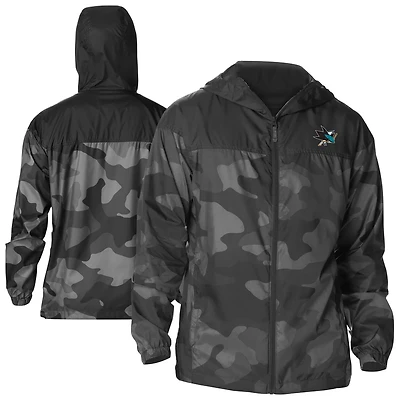 Columbia San Jose Sharks Camo Flash Challenger Omni-Shade Full-Zip Hoodie Windbreaker Jacket