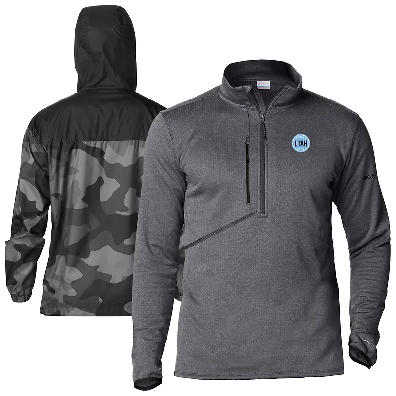 Columbia Utah Hockey Club Camo Flash Challenger Omni-Shade Full-Zip Hoodie Windbreaker Jacket