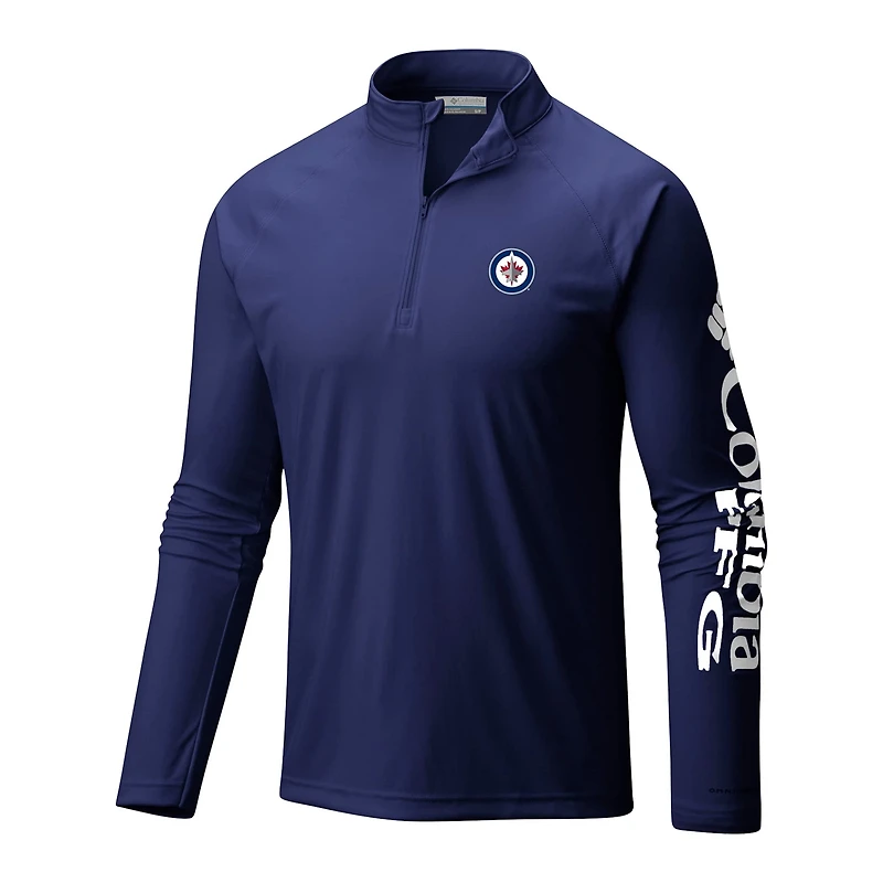 Columbia Winnipeg Jets Terminal Tackle Omni-Wick Raglan Quarter-Zip Top