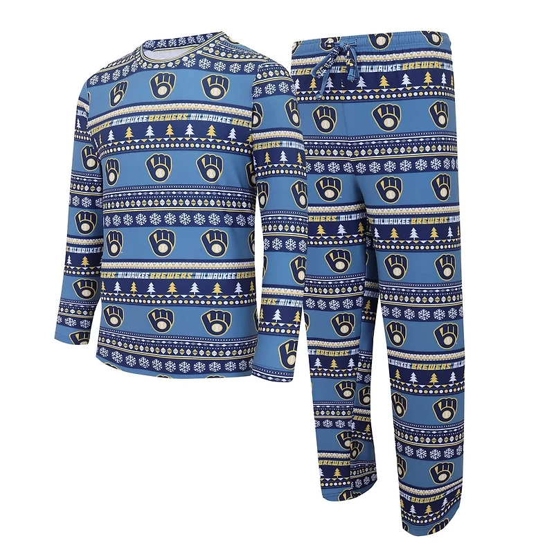 Concepts Sport Milwaukee Brewers Knit Ugly Sweater Long Sleeve Top  Pants Set