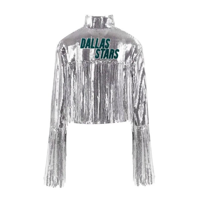 Cuce Dallas Stars Cropped Sequin Fringe Blazer