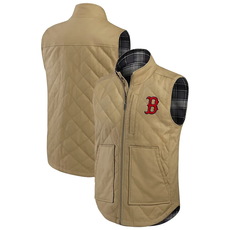 Darius Rucker Collection by Fanatics /Charcoal Boston Red Sox Reversible Canvas  Plaid Patch Full-Zip Vest