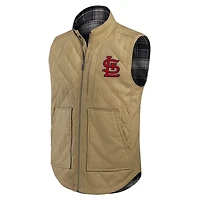 Darius Rucker Collection by Fanatics Charcoal St Louis Cardinals Reversible Canvas  Plaid Patch Full-Zip Vest