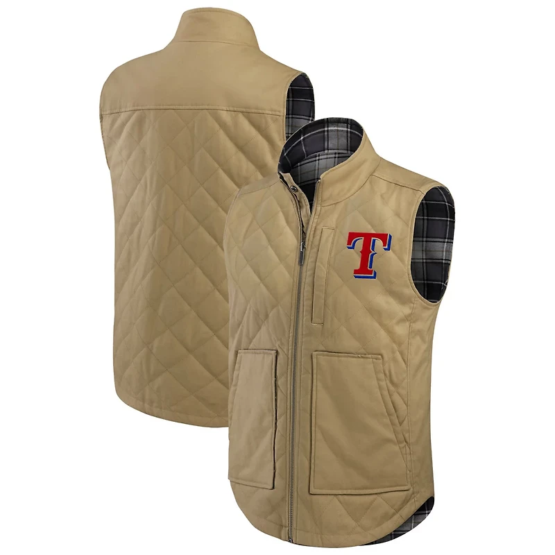 Darius Rucker Collection by Fanatics Charcoal Texas Rangers Reversible Canvas  Plaid Patch Full-Zip Vest