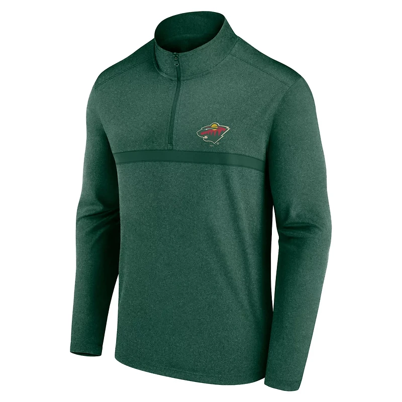 Dark Heather Minnesota Wild Head-to-Head Raglan Quarter-Zip Top