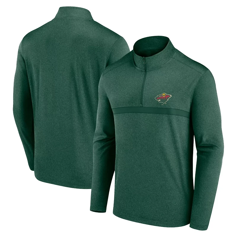 Dark Heather Minnesota Wild Head-to-Head Raglan Quarter-Zip Top