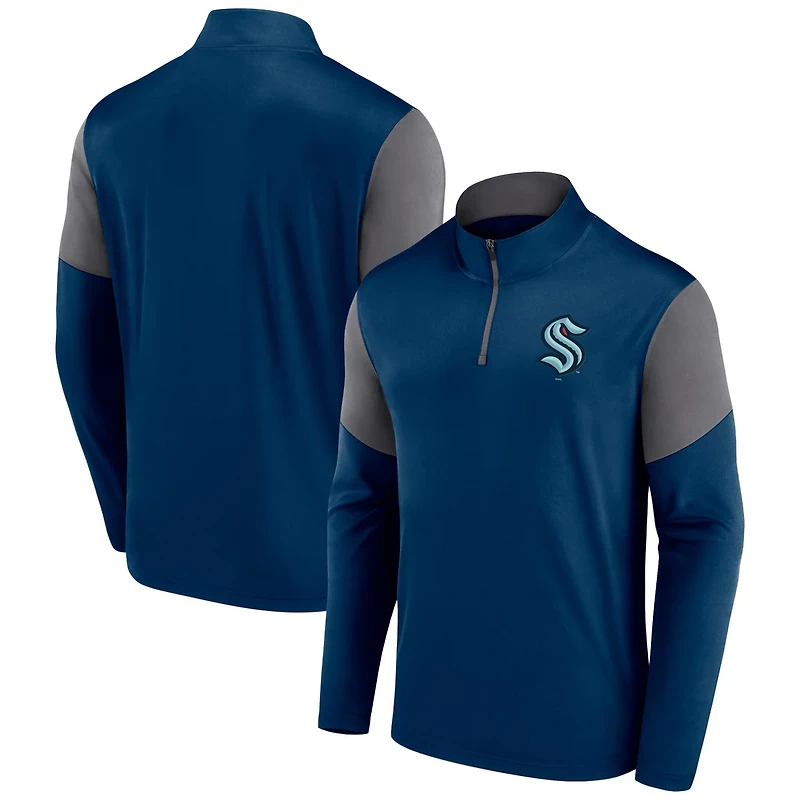 Fanatics Deep Sea Seattle Kraken Logo Quarter-Zip Top