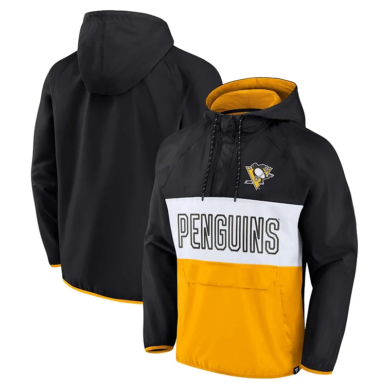 Fanatics Gold Pittsburgh Penguins Backhand Shooter Defender Anorak Raglan Hoodie Quarter-Zip Jacket