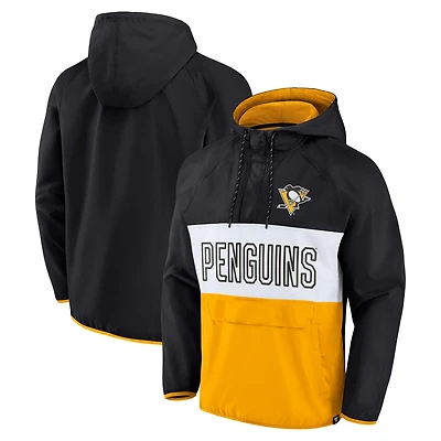 Fanatics Gold Pittsburgh Penguins Backhand Shooter Defender Anorak Raglan Hoodie Quarter-Zip Jacket