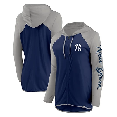 Fanatics Gray New York Yankees Script Sleeve Full-Zip Hoodie