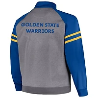 Fanatics /Heather Gray Golden State Warriors Big  Tall Pieced Stripe Raglan Full-Zip Track Jacket