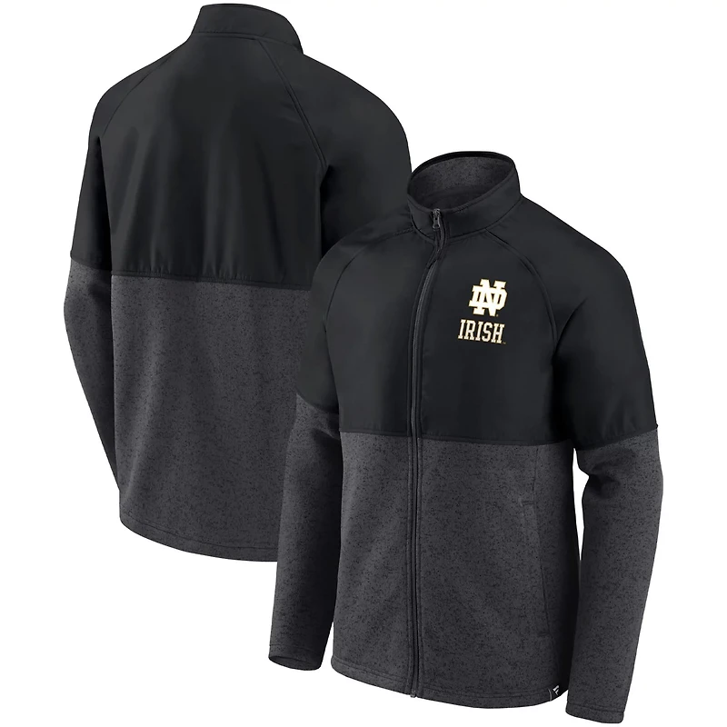 Fanatics /Heathered Charcoal Notre Dame Fighting Irish Durable Raglan Full-Zip Jacket