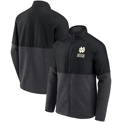 Fanatics /Heathered Charcoal Notre Dame Fighting Irish Durable Raglan Full-Zip Jacket