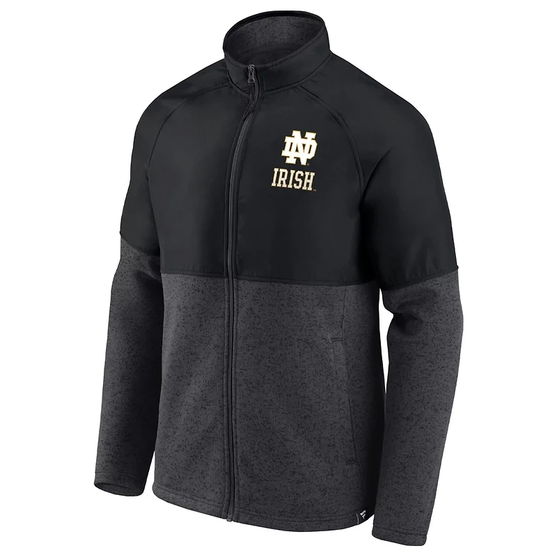 Fanatics /Heathered Charcoal Notre Dame Fighting Irish Durable Raglan Full-Zip Jacket