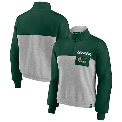 Fanatics /Heathered Gray Miami Hurricanes Sideline to Colorblock Quarter-Zip Jacket