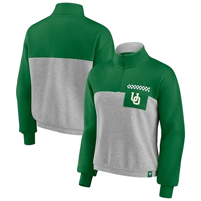 Fanatics /Heathered Gray Oregon Ducks Sideline to Colorblock Quarter-Zip Jacket