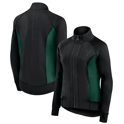 Fanatics Milwaukee Bucks Studio Fitted Full-Zip Gym Track Jacket