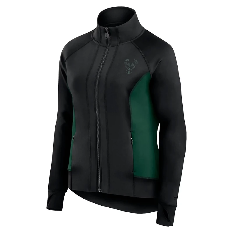 Fanatics Milwaukee Bucks Studio Fitted Full-Zip Gym Track Jacket