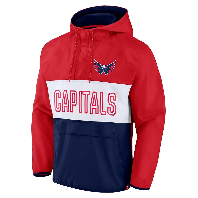 Fanatics /Navy Washington Capitals Backhand Shooter Defender Anorak Raglan Hoodie Quarter-Zip Jacket