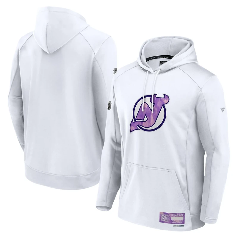 Fanatics New Jersey Devils Authentic Pro Hockey Fights Cancer Pullover Hoodie