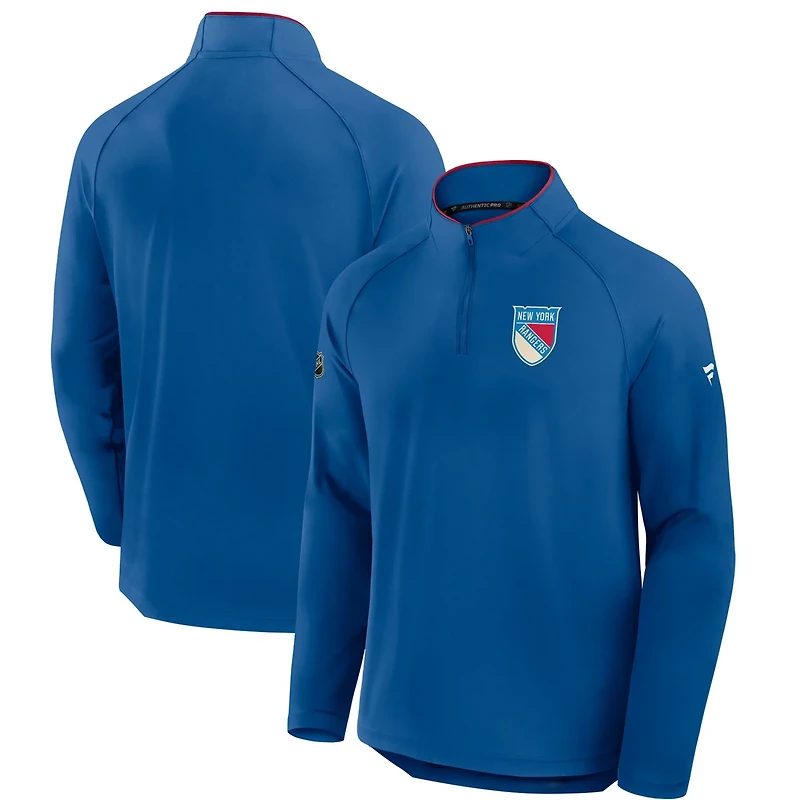 Fanatics New York Rangers Authentic Pro Rink Training Centennial Raglan Quarter-Zip Pullover