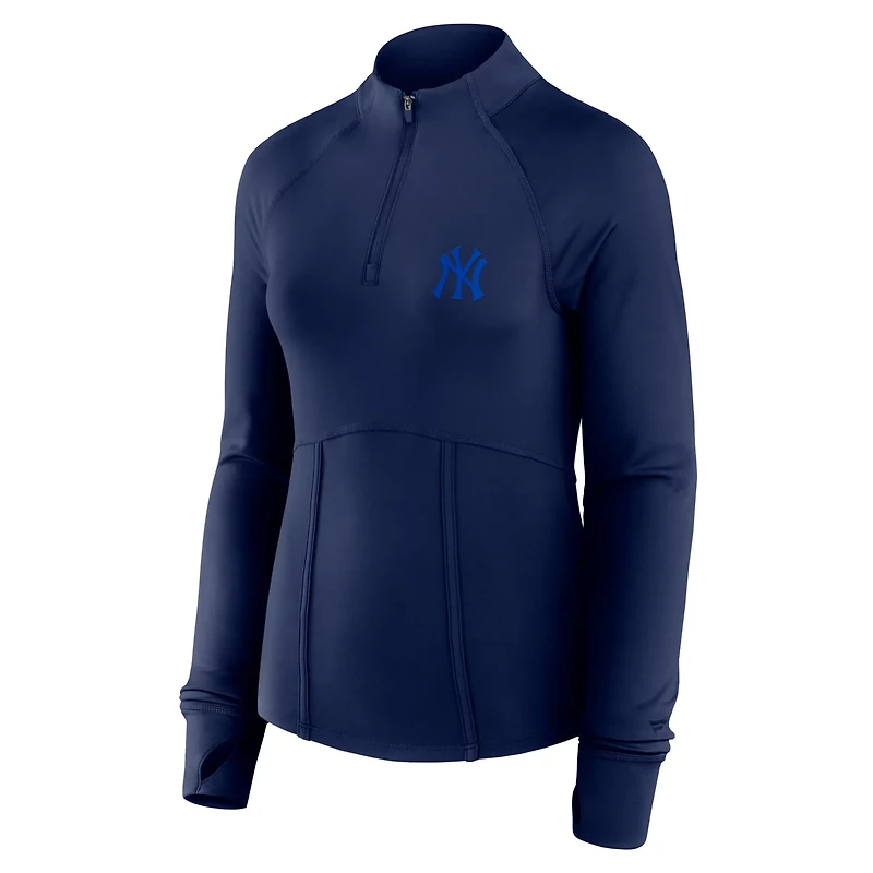 Fanatics New York Yankees Elements Raglan Tri-Blend Quarter-Zip Top