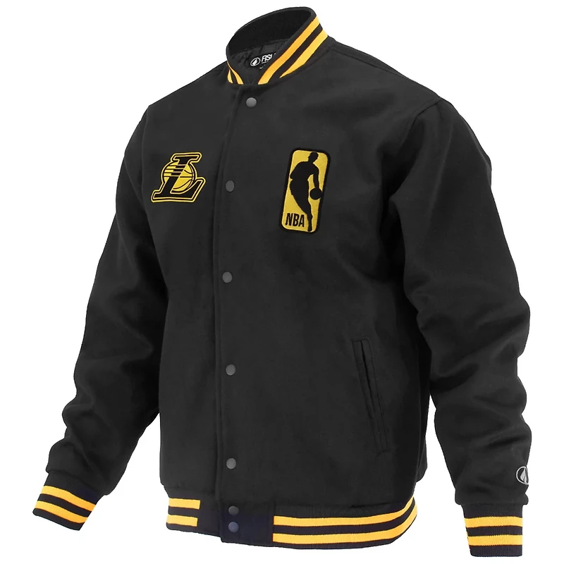 FISLL Adults' Los Angeles Lakers Logoman Shadow Collection Full-Snap Varsity Jacket